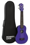 Monkey Loop 10178028 Gorilla Purple Soprano Ukulele, Black/White