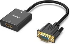 Adaptateur HDMI vers VGA, HDMI Femelle vers VGA mâle Compatible pour clé TV, Ordinateur, Ordinateur Portable (Uniquement de la Source HDMI au Moniteur/téléviseur VGA, Non bidirectionnel)