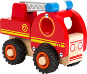 small foot 11075 Camion de pompiers en bois, facile d'accès, avec roues caoutchoutées, à partir de 18 mois, Rouge