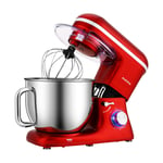 Aucma Stand Mixer,7L Tilt-Head Food Mixer, 6 Speed Electric Kitchen Mixer with Dough Hook, Wire Whip & Beater 1400W (7L, Red)