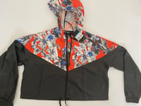 Nike Sportswear Windrunner Cropped Floral RUNNING Jacket Black Size M New