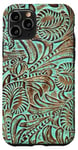 iPhone 11 Pro Turquoise and Chocolate Tooled Western Print Case