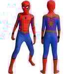 Spider-Man ungdom Halloween-dräkt, vadderad jumpsuit med mask Red Blue 2 120