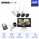 Annke - Kit de vidéosurveillance Système de vidéosurveillance WiFi nvr 4CH 3M Full hd avec moniteur lcd 10,1 '', système de sécurité sans fil Plug