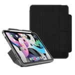Pipetto iPad Air 10,9-tums Origami Pencil Shield-fodral Svart fodral med plats för penna (grå baksida)