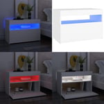 Sängbord med LED-belysning vit 60x35x40 cm konstruerat trä - Sängbord - Säng Bord - Home & Living