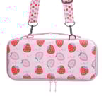 Förvaringsväska för Nintendo Switch OLED - Switch OLED spelkonsolskyddsväska med axelrem Strawberry shape bag