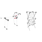 Vileda Premium 2-in-1 Indoor Airer & Sprint 3-Tier Clothes Airer, Indoor Clothes Drying Rack with 15 m Washing Line, Silver