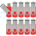 10-pack USB minnen USB 2.0 tumenhet Bulk-pack Snurrbar Memory Stick Vik lagring Jump Drive Zip Drive 10 Pack Red 32GB