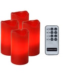 Advent LED kubbelys, høyde 10 cm, med fjernkontroll, pakke 4, Rød voks