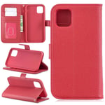 Scratch Resistant Genuine Leather Case Lychee Texture Horizontal Flip Leather Case With Card Slots And Photo Frame All Buttons and Ports Are Accessible, for IPhone 11 (Color : Red)