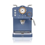 Swan SK22110BLUN Nordic Espresso Coffee Machine with Milk Frother, Steam Pressure Control, 1.2L Detachable Water Tank, 1100W, Nordic Blue