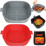 BYKITCHEN Air Fryer Silicone Liner Square, 2 Pack 8 Inch Gray+red 
