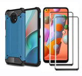 GOGME Case for Xiaomi Redmi Note 9T 5G Case + 2 Screen Protector, Premium Dual Layer Tough Rugged Hard PC Cover, Shockproof Resistant Protective Case for Xiaomi Redmi Note 9T 5G, Blue