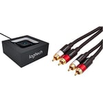 Logitech Adaptateur Audio bluetooth pour Haut-parleurs PC/Système stéréo/Récepteur A/V Noir (980-000912) & Amazon Basics Câble audio RCA 2 mâles vers 2 mâles - 1,2 m