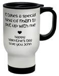 Personalised Special Man To Put Up With Me Happy Valentines Day Travel Mug Cup
