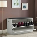 Ahd Amazing Home Design - Banc à chaussures blanc meuble d'entrée compact avec coussin Beda