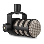 RØDE PodMic Microphone dynamique de qualité Broadcast avec support oscillant intégré pour les podcasts, le streaming, le jeu, et l'enregistrement vocal