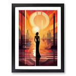 Art Deco Sunset Art Deco No.2 Framed Wall Art Print, Ready to Hang Picture for Living Room Bedroom Home Office, Black A2 (48 x 66 cm)