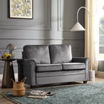 Nathan 2 Seater Fabric Pull Out Sofa Bed With Mattress, Grey Velvet