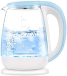 Fast Glass Kettle Electric, 1.8 L Led Illuminating Water Kettle Cordless, 1500W Fast Boil Tea Filter Kettle, Auto Shut Off & Overheating Protection, Bpa Free,Pink (Color : Blue)