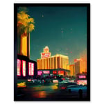 Las Vegas Strip Cityscape Skyline Street Neon Bright Painting Art Print Framed Poster Wall Decor 12x16 inch