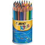 BIC Kids Evolution Triangle ECOlutions Colouring Pencils - Assorted Colours, Pot of 48