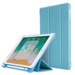 iPad 9.7" (2018 / 2017) / iPad Air / iPad Air 2 Tri-fold Fodral med Apple Pencil Hållare - Blå