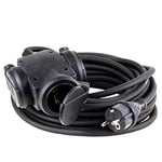 AS – Schwabe Triple Solid Rubber Cable Power Strip, Black, Commercial, Construction site, 60458