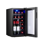Home Ice Bar-18 Bottle Dual Zone Thermoelectric Red & White Wine Cooler,Freestanding Refrigerator Smoked Glass Door Quiet Operation Fridge,Home/Bar