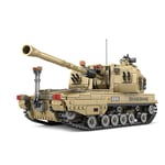 Leic Self-propelled Howitzer Tank Model 1499Pcs Building Blocks Military Series Rocket Tank Brick Model with Luminous Parts Compatible with Lego