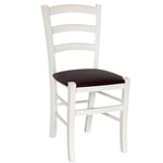 Chaise En Bois Venezia Blanche Avec Assise En Similicuir Marron