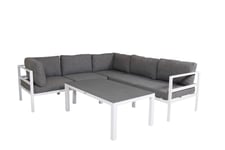 Venture Design Copacabana sofagruppe Hvit med grå pute 3 hjørne, 2 midtdel & bord 120 x 70 cm