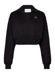 Label Polo Collar Sweatshirt Tops Sweat-shirts & Hoodies Sweat-shirts Black Calvin Klein Jeans