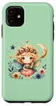 Coque pour iPhone 11 Vert, adorable princesse fée avec couronne florale