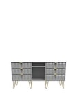 Swift Cube Ready Assembled 6 Drawer Tv Unit/Sideboard - Fits Up To 65 Inch Tv - Grey - Fsc&Reg; Certified