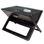 AKTIVE 63033 - Barbecue portable et pliable au charbon en acier noir et rectangulaire, avec poignée de transport, dimensions 45 x 29 x 30 cm, facile à monter et à transporter, barbecue camping,