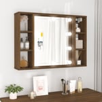 vidaXL Spegelskåp med LED brun ek 76x15x55 cm Brun