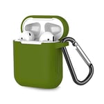 Apple Airpod 2/1 Cover with Keychain, Full Silicone Case Accessory Case for Women Men Girls Charging Case Only for AirPod 1st 2nd Generation Front LED Visible Mustard Green