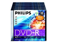 Philips DM4S6S10F - 10 x DVD-R - 4.7 GB (120 min) 16x - tunt CD-fodral