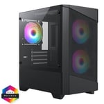 [Clearance] CiT Level 1 Black Micro-ATX Mesh PC Gaming Case with 3 x 120mm RGB Rainbow Fans Included With Tempered Glass Side Panel
