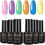 UV Nagellack 6 Färger Pastell Makron Shellac Nagellack Rosa Orange Blå Grön Lila Sommarfärger Gel