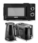 GEEPAS 1.7L Jug Kettle 2 Slice Toaster 20L Solo Freestanding Microwave Black