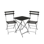 Fermob - Bistro matgrupp bord 57cm & 2 metall stolar liquorice - Matgrupper utomhus