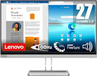 Lenovo L27i-40 27 inch PC Monitor | Full HD, 1080p, IPS, 100Hz, 4ms, HDMI, VGA