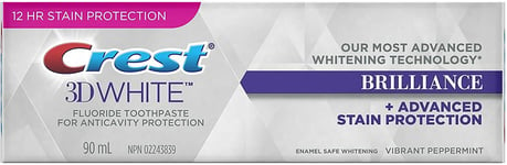 Crest 3D White Brilliance Toothpaste Vibrant Peppermint Travel size 90ml