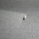 Arthouse Linen Texture Wallpaper Textured Fabric Lustre Effect Grey 676007
