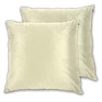 Art Fan-Design Cushion Cover Pastel Lemon Yellow Pale Soft Meringue Yellow Solid Color Set of 2 Square Throw Pillow Case Sham Home for Sofa Chair Couch/Bedroom Decorative Pillowcases