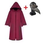 Plague Doctor Reaper Cosplay Vuxna Barn Karneval Halloween Kostym Med Steampunk Mask_nn V Red with mask 135 (kids)
