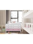 Little Seeds Monarch Hill Poppy Nursery 6 Drawer Changing Table - White/Pink, White/Pink